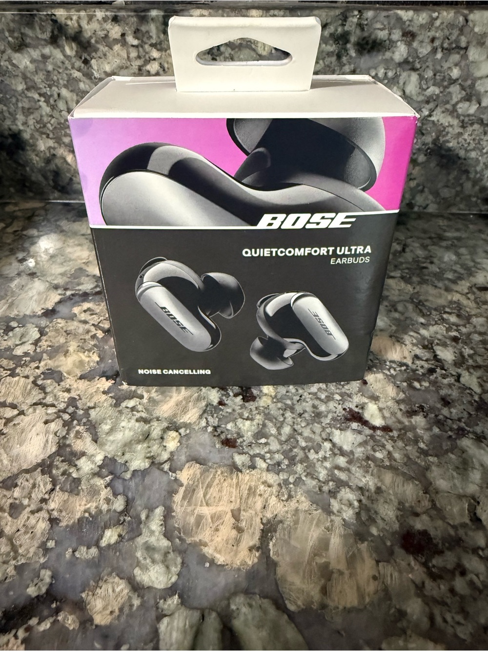 Bose QuietComfort Ultra Earbuds - Black and Silver with Purple Accent